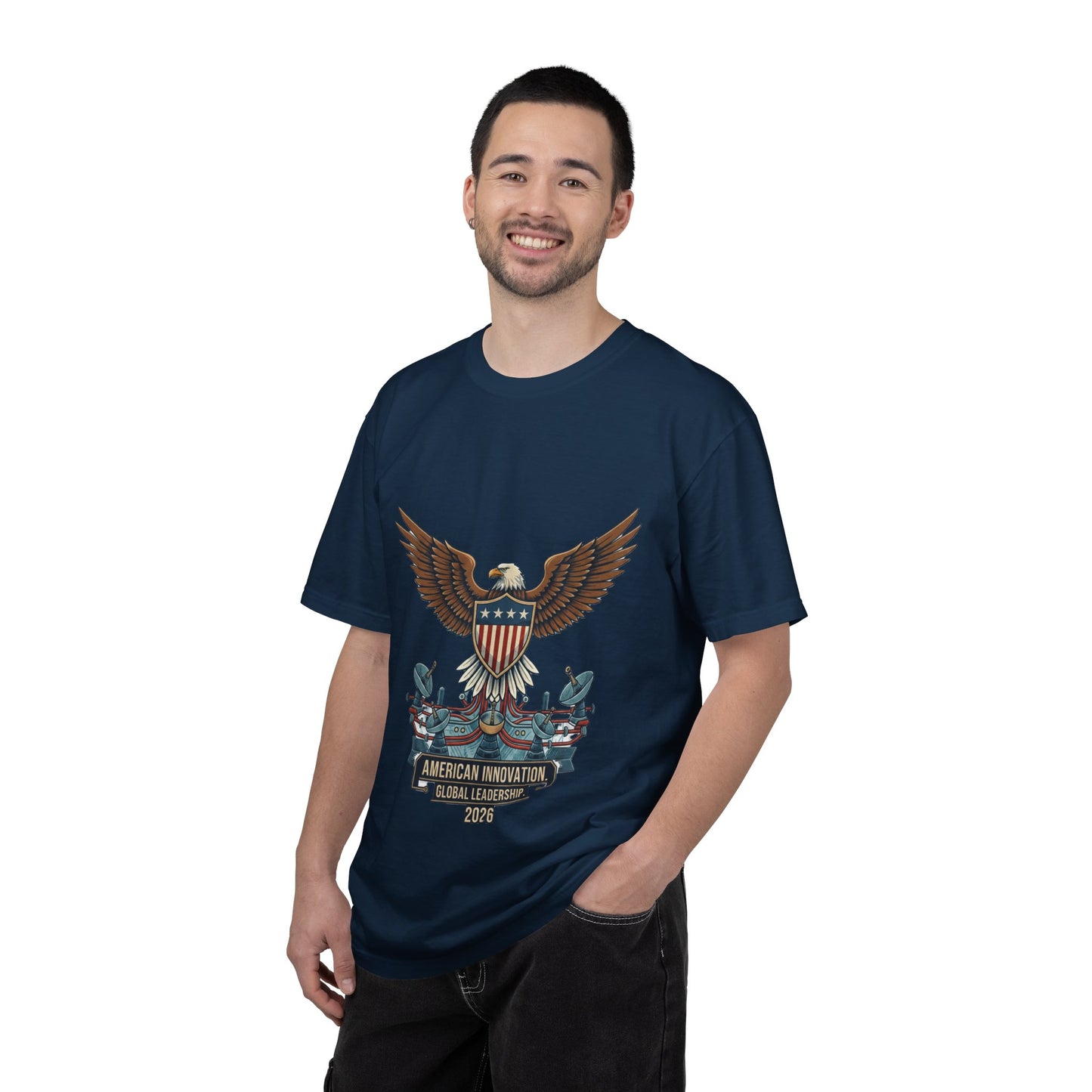 Patriotic Eagle T-Shirt — "American Innovation" Vintage Shield Tee