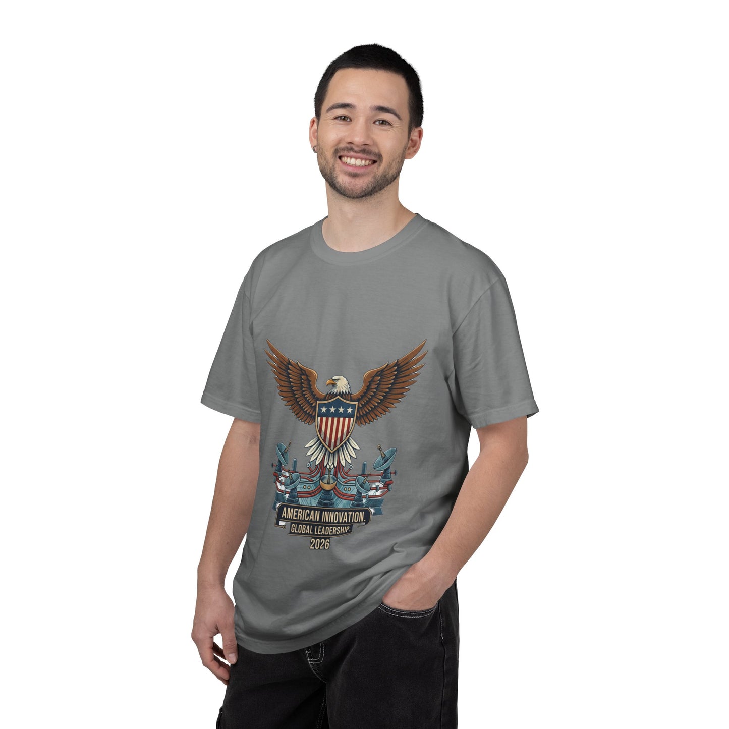 Patriotic Eagle T-Shirt — "American Innovation" Vintage Shield Tee